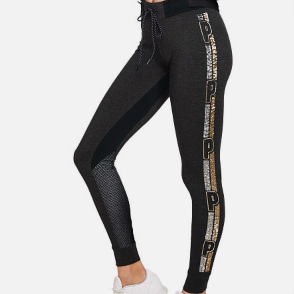 Pink Victoria secret yoga charcoal campus bling legging pants